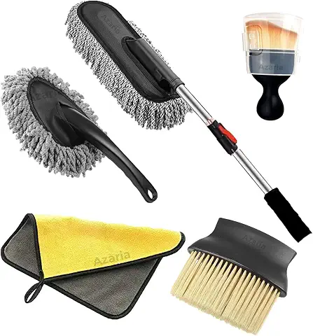 Azaria 5 PCS Microfiber Car Duster Kit Interior & Exterior Car Cleaning Detailing Tool Scratch & Lint Free, Pollen Removing Extendable Long Handle Duster for Car & Motorcycle car Accessories (A1) 4.5 out of 5 stars 530